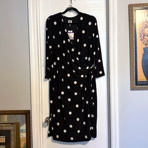 NWT Anne Klein Polka Dot Wrap Dress-2X